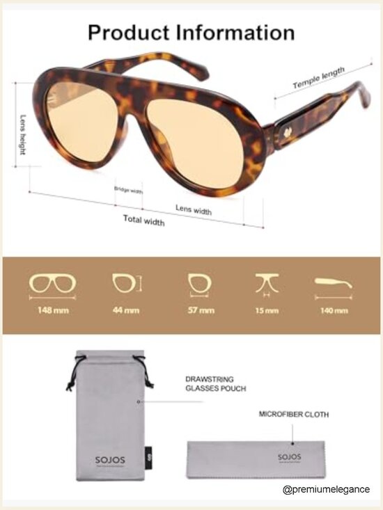 Oversized Polarized Aviator Sunglasses Retro 70s UV Protection main image 4